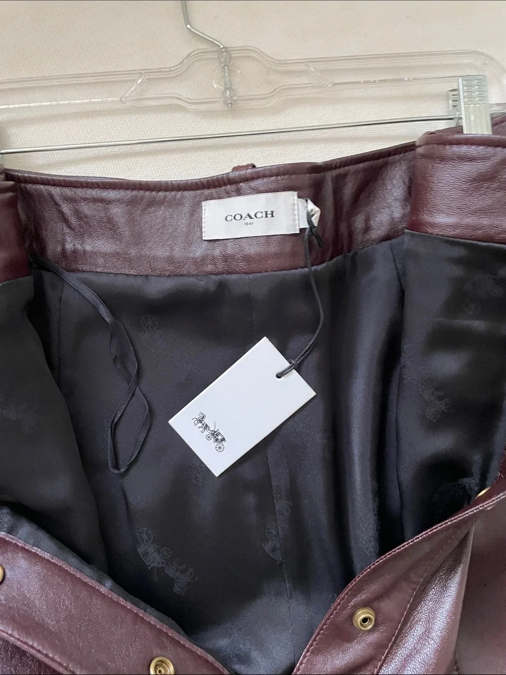 Coach Dark Brown Leather Skirt with Gold-Tone Hardware